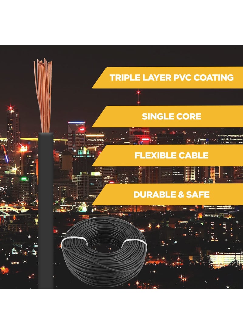 KLICK KLICK Copper Wire with Triple Layer PVC Coating Unilay Bunching Single Core Unsheathed Flexible Electric Cable for Domestic Industrial Connections Gold Series 15 mm 90m Long Black 5 Pcs  - Image 3