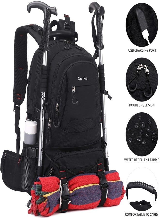 NerIion 40L Hiking Backpack Travel Backpack for Men Women Camping Waterproof Outdoor Hiking Daypack Lightweight Backpack (Black) - Image 2
