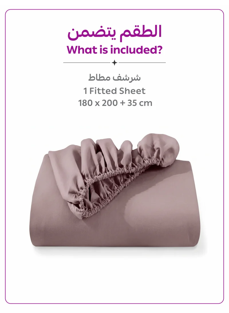 Donetella Burnished Lilac 1 Pcs King Fitted Sheet 180x200 cm | OEKO-TEX Certified Brushed Microfiber Deep Pocket Sheet with All Around Elastic | Ultra Soft, Wrinkle Resistant, Easy Care, Safe for Sensitive Skin  | Best Price UAE