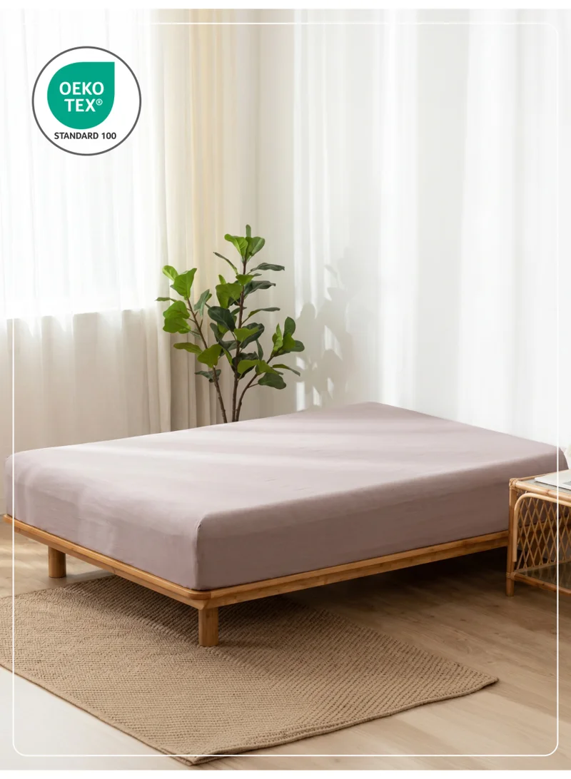 Donetella Burnished Lilac 1 Pcs King Fitted Sheet 180x200 cm | OEKO-TEX Certified Brushed Microfiber Deep Pocket Sheet with All Around Elastic | Ultra Soft, Wrinkle Resistant, Easy Care, Safe for Sensitive Skin  | Best Price UAE