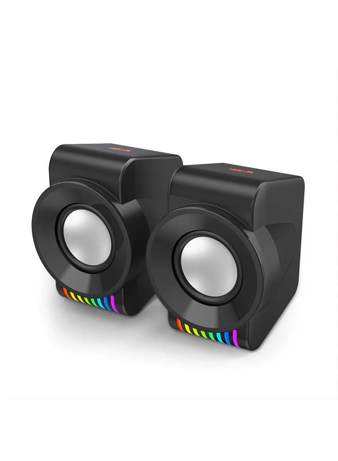 ريدراجون GS514 KAGE RGB مكبر صوت سطح المكتب 2.0 قناة ستيريو – يعمل بمنفذ USB + كابل 3.5 مم - Image 2