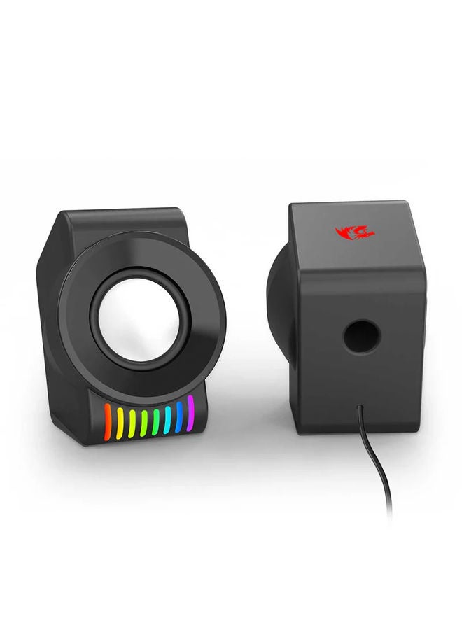 ريدراجون GS514 KAGE RGB مكبر صوت سطح المكتب 2.0 قناة ستيريو – يعمل بمنفذ USB + كابل 3.5 مم - Image 3
