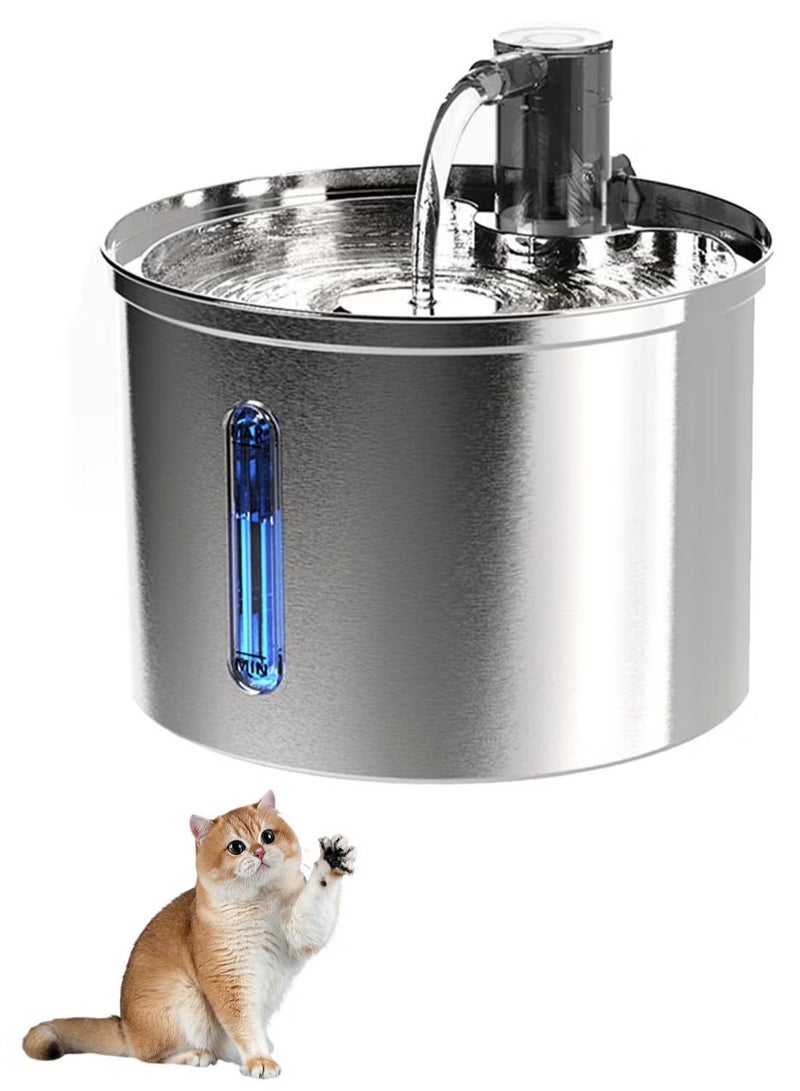 Stainless Steel Cat Water Fountain Automatic Pet Fountain Water Bowl Dog Drinking Dispenser with Water Level Window Pet Water Fountain Dog Water Dispenser
