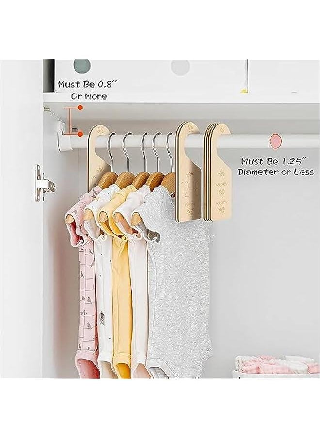 MOXO Baby Closet Dividers for Clothes Organizer wtih Storage Bag  Set of 7 Adorable Wooden DoubleSided Baby Clothes Size Hanger Organizer from Newborn to 24 Months for Nursery Beautiful Decor  - Image 3