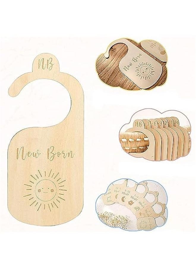 MOXO Baby Closet Dividers for Clothes Organizer wtih Storage Bag  Set of 7 Adorable Wooden DoubleSided Baby Clothes Size Hanger Organizer from Newborn to 24 Months for Nursery Beautiful Decor  - Image 5
