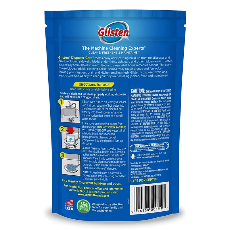 Glisten Garbage Disposer Cleaner, Lemon, 4.9 Oz, 4 Count (Pack of 2) - Image 2