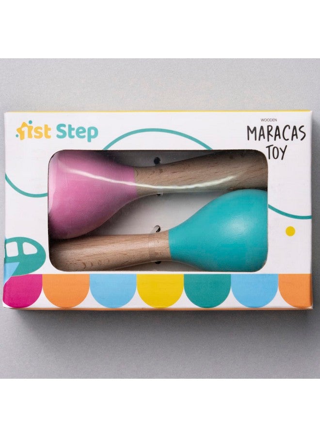 1st Step Wooden Maracus Toys (Pink & Mint Green) - Image 2