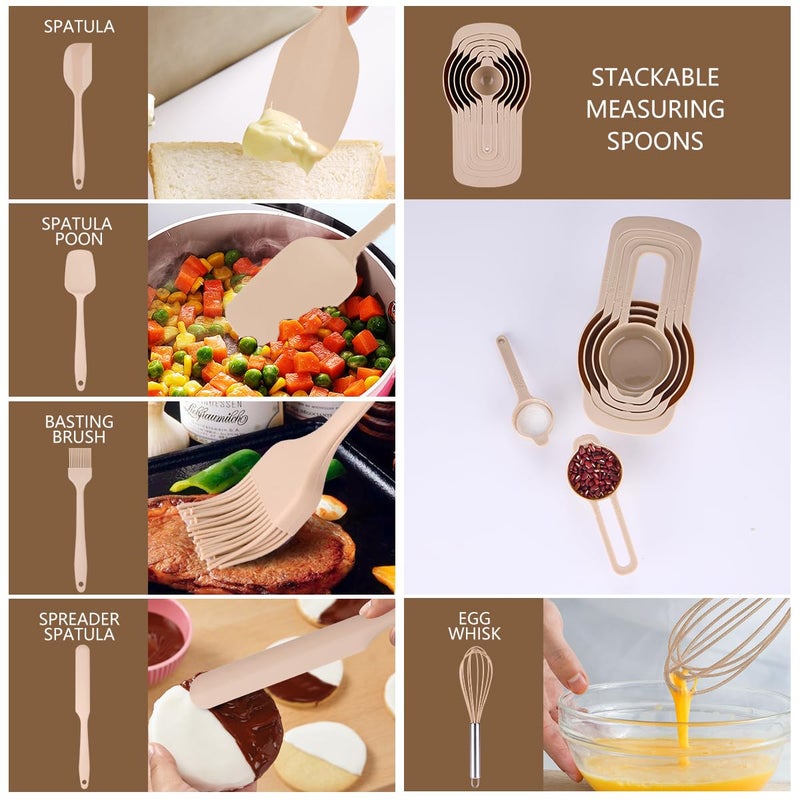 Leidawn Mixing Bowls With Lids Set - 26 Pcs Stainless Steel Nesting Khaki Mixing Bowls Set For Baking Mixing Serving & Prepping Size 5  3.7  2.8  2.3  1.7  1.1  0.7Qt  11 Cooking Utensils - Image 5