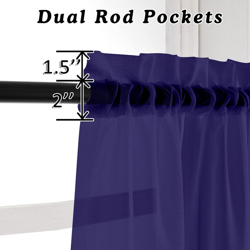 OVZME Purple Sheer Curtains 84 Inches Long 2 Panels, Light Filtering Window Sheer Curtain Panels for Bedroom Living Room, Dual Rod Pocket, Purple, Per Panel W42 X L84 inches - Image 4