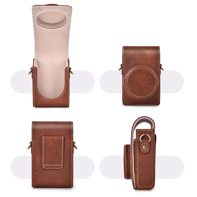 Rieibi Camera Case for Sony RX100 Series - Retro Leather Case for Sony ZV1F/ZV1/Ricoh GR IIIx/Ricoh GR III II/Panasonic LX9 LX10 LX15 - Sony Camera Carrying Bag Cover with Strap - Coffee - Image 5