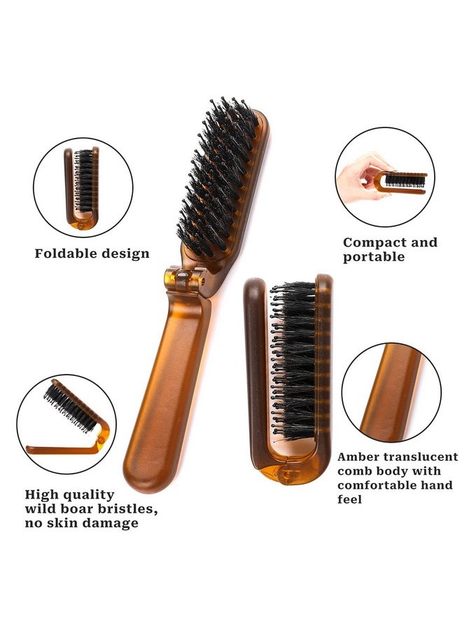 Sliverdew - Travel Hair Brush Foldable Brush Bristles Hair Comb Folding Brush Portable Pocket Boar Bristle Hair Brush Collapsable Hair Brush For Thin Thick Hair Mini Hair Brush For Women Men Hair Restore Shine - Image 1