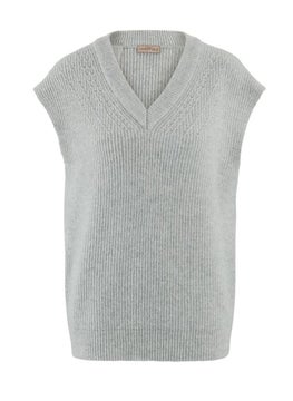 Tchibo Women V-Neck Knitted Sweater Vest, Grey  - Image 2
