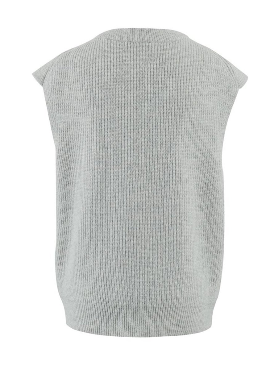 Tchibo Women V-Neck Knitted Sweater Vest, Grey  - Image 3