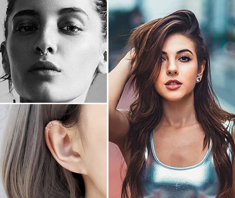 SIISPRI YZstyle 8PCS Stainless Steel 6-10mm Horseshoe 16G Lip Nose Ring Set Body Piercing Cartilage Helix Tragus Earrings for Women Men (Black/Silver/Gold/Rainbow) (6mm SetE054) - Image 5