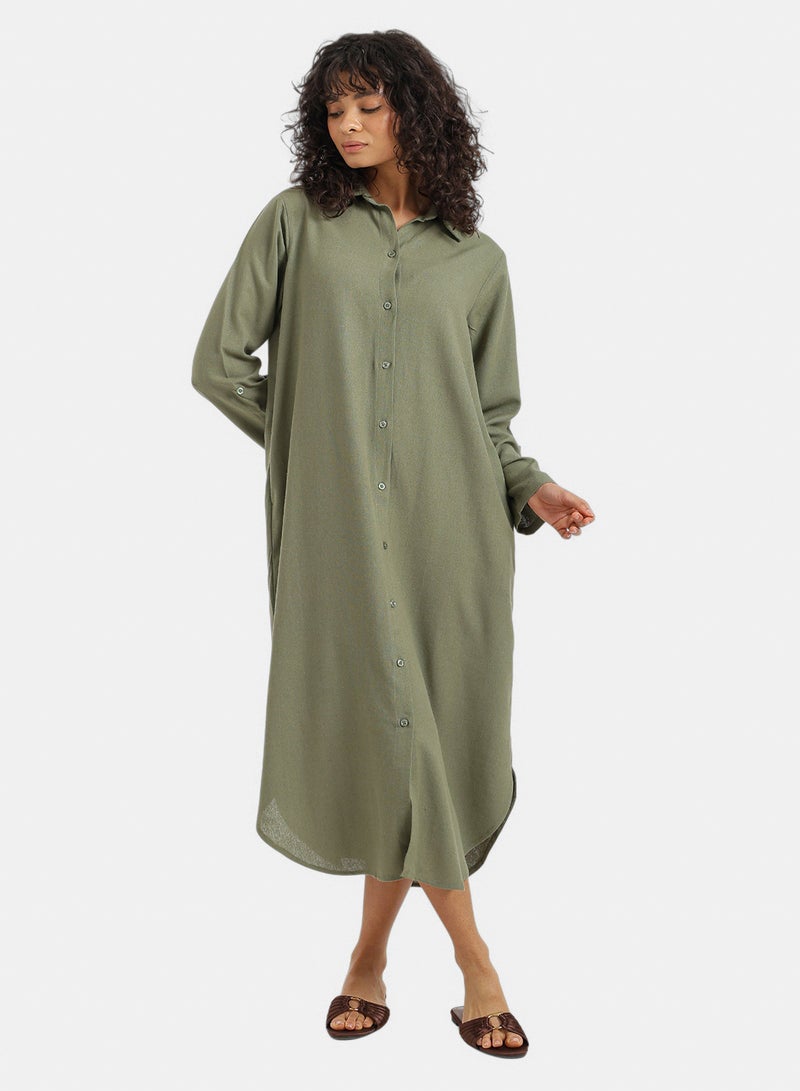 Clue Relaxed Button Down Dress - Image 1