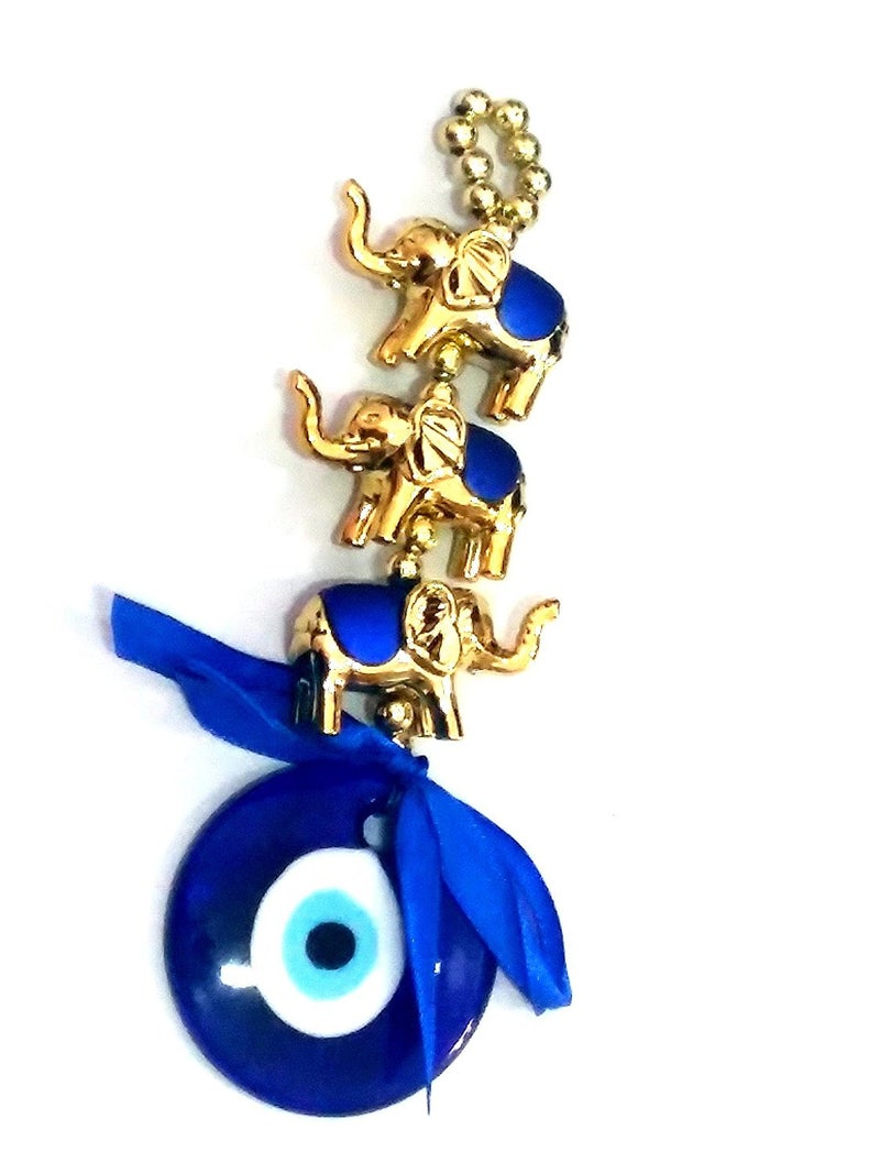 ASTROGHAR Ripe India Evil Eye Golden Three Elephant Car & Door/Office Hanging for Good Luck and Prosperity - Image 5