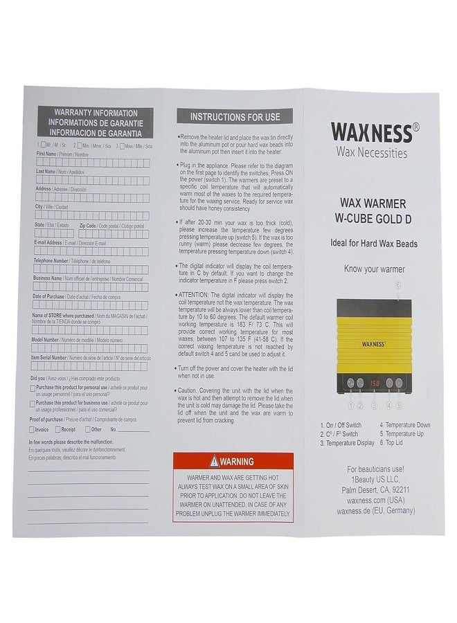 Waxness Premium Gold Stripless Wax Kit with W-CUBE Digital Heater, 1.65 lb (750 g Hard Wax Beads – Rosin-Free Wax for Sensitive Skin – Professional Use – Made in Italy - Image 4