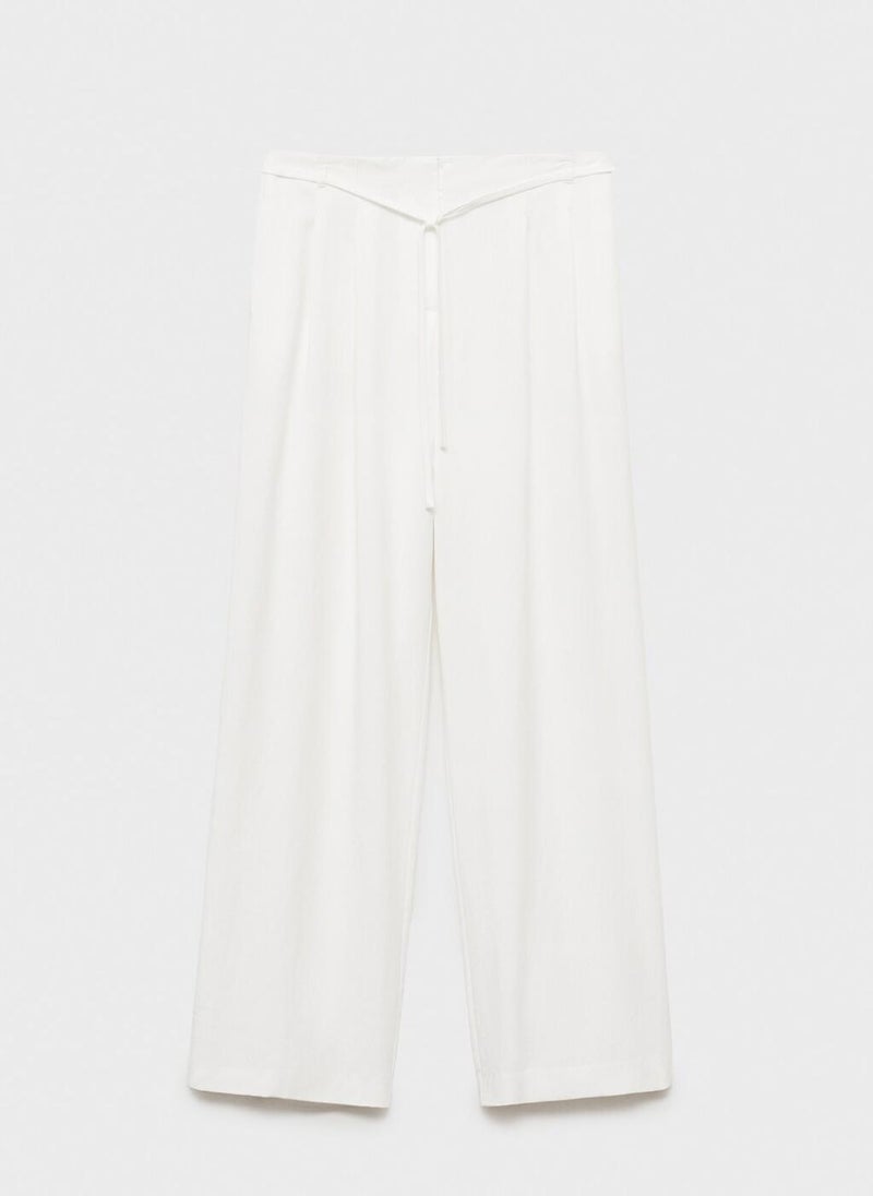 MANGO Lyocell Suit Trousers With Bow Belt  - Image 4