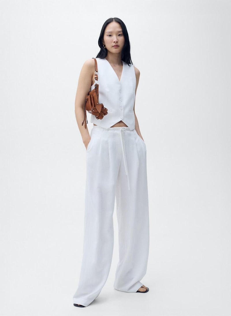 MANGO Lyocell Suit Trousers With Bow Belt  - Image 3