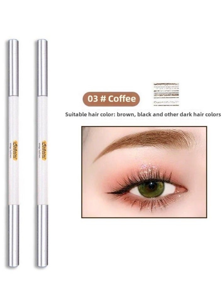BOBEINI 2-Pack Waterproof Eyebrow Pencils With Spiral Brush – Sweat-Resistant, Long-Lasting Makeup Tool, Natural 3D Eyebrow Shape, Easy for Beginners (Coffee 03 & Black) - Image 2