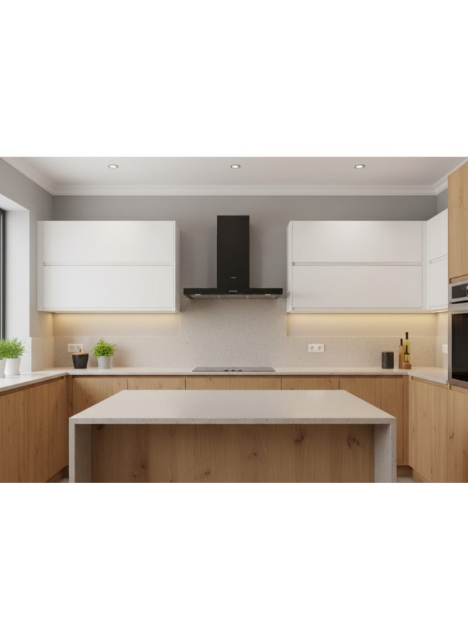 فابر Kitchen Cooker Hood, 90 cm Wall-Mount T-Shape, 710 m³/h Suction Power, 3-Speed + 1 Intensive, LED Lighting, Black Extra Matt, STILO COMFORT BK MATT A90 ( Made in Italy ) Wall Fixed 250 W 325.0618.783 Matte black - Image 4
