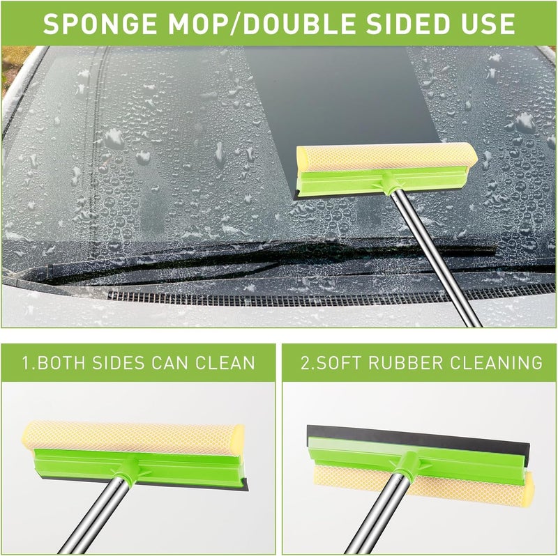 مجموعة تنظيف السيارات، ممسحة غسيل السيارات بطول 62 بوصة مع مقبض طويل، مجموعة فرش غسيل السيارات ممسحة زجاج السيارة، فرشاة عجلات السيارة، مجموعة فرش تفصيل السيارة، إمدادات تنظيف السيارة الكاملة (17 قطعة) - Image 5