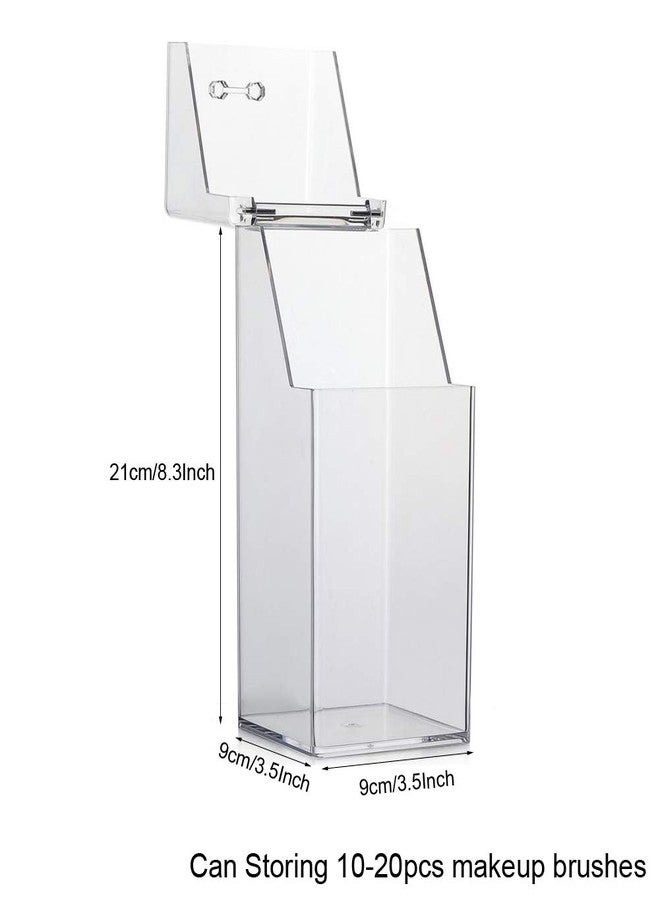 NARAMAX 1PC Clear Acrylic Makeup Brushes Holder with Lid Cosmetic Brushes Organizer Waterproof Cosmetic Storage Display Box Case for Dressing Tables and Vanity - Image 2