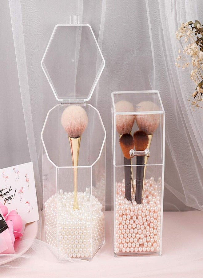 NARAMAX 1PC Clear Acrylic Makeup Brushes Holder with Lid Cosmetic Brushes Organizer Waterproof Cosmetic Storage Display Box Case for Dressing Tables and Vanity - Image 3