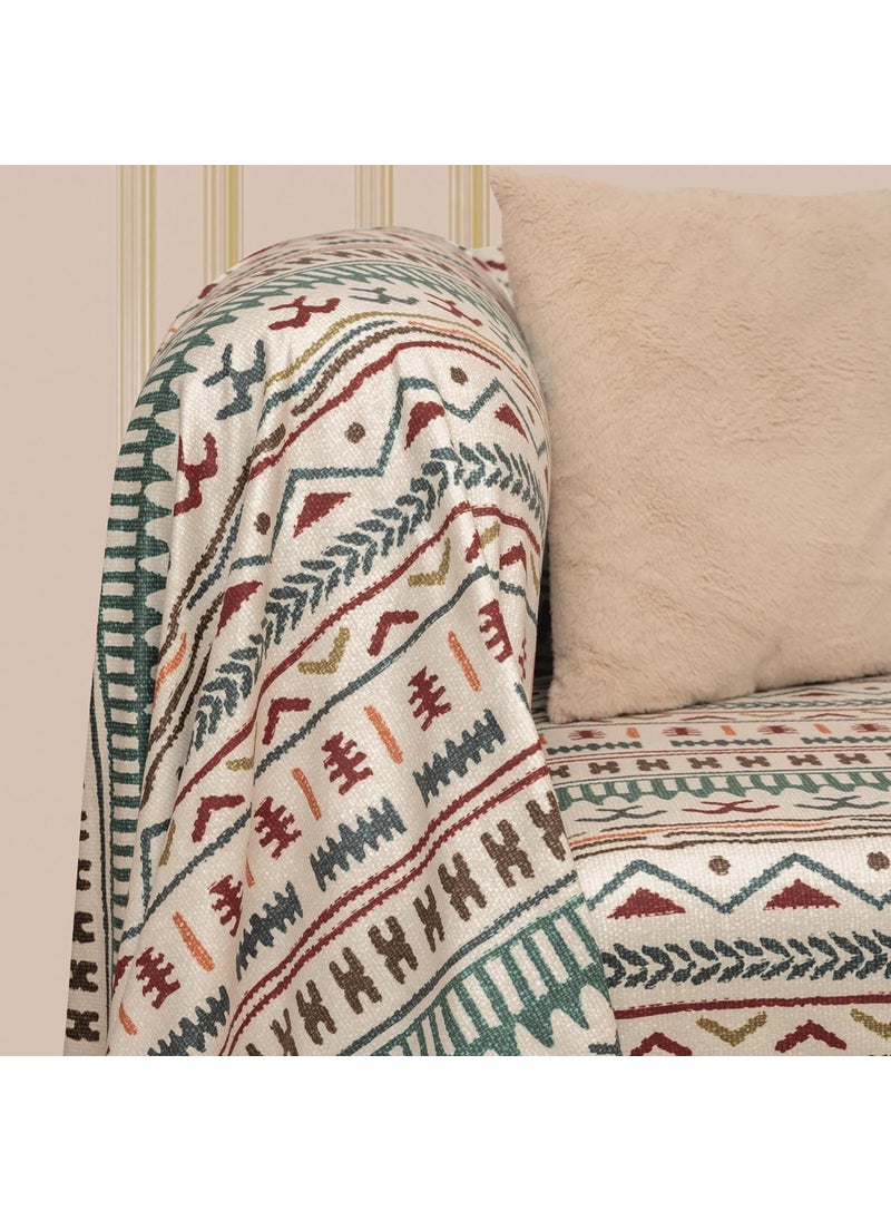Latuda - Softmicro Scandinavian Patterned Boho Turquoise Sofa Cover, Couch Cover, Sofa Throw, TV Blanket 130X180 cm - Image 1