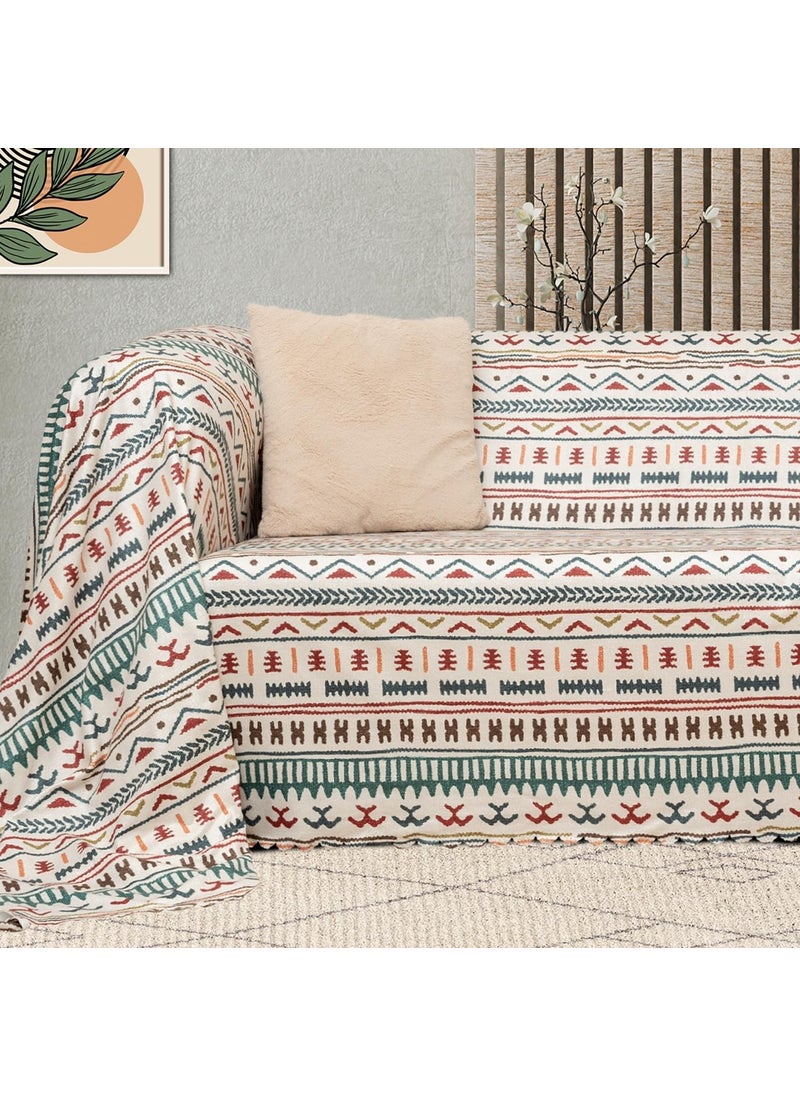 Latuda - Softmicro Scandinavian Patterned Boho Turquoise Sofa Cover, Couch Cover, Sofa Throw, TV Blanket 130X180 cm - Image 1