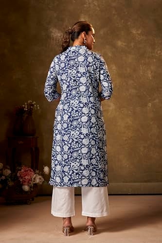 Kalaanj Kurta Set For Women || Women Kurta Set || 2pic Kurta For Women (Kurta 86-90) (Blue, L) - Image 4