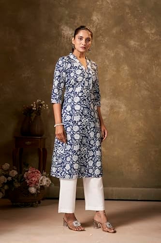 Kalaanj Kurta Set For Women || Women Kurta Set || 2pic Kurta For Women (Kurta 86-90) (Blue, L) - Image 2
