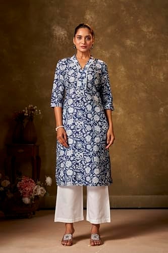Kalaanj Kurta Set For Women || Women Kurta Set || 2pic Kurta For Women (Kurta 86-90) (Blue, L) - Image 3