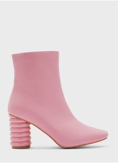 Square Toe Boot With Interest Heel