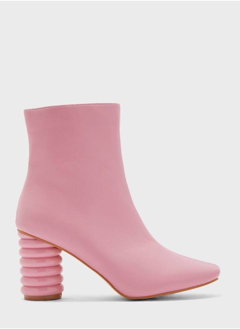 Ginger - Square Toe Boot With Interest Heel - Image 1