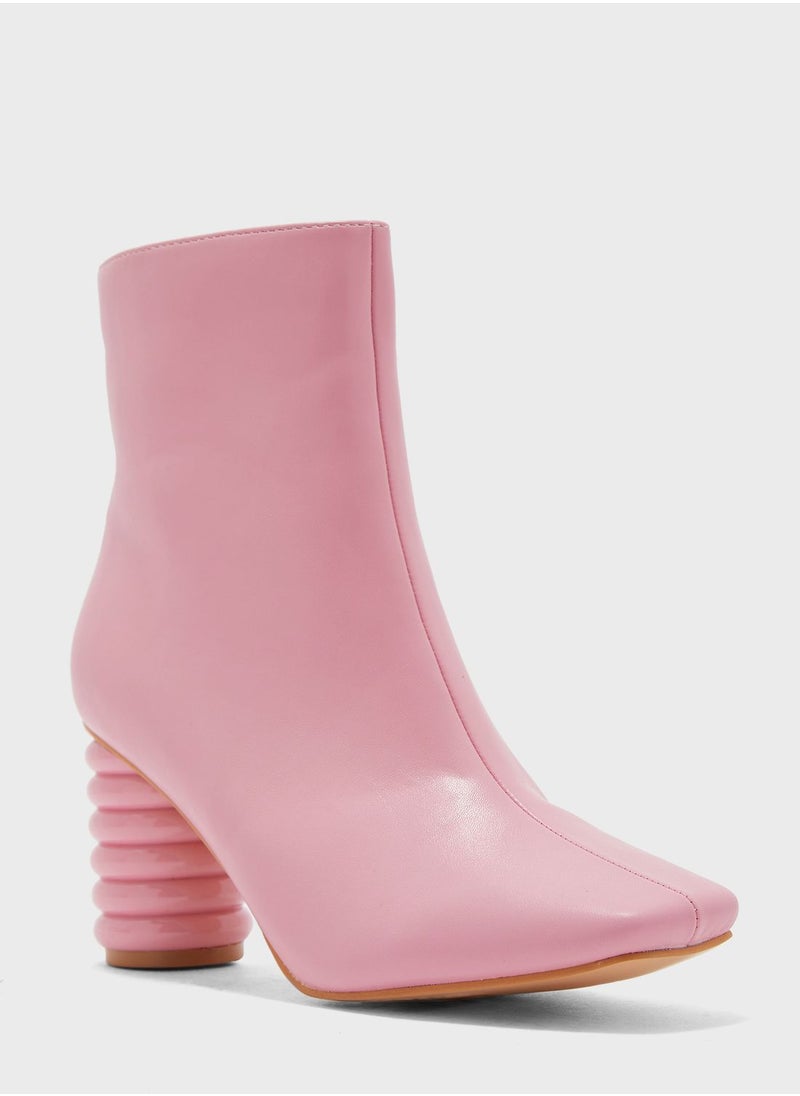 Ginger - Square Toe Boot With Interest Heel - Image 1