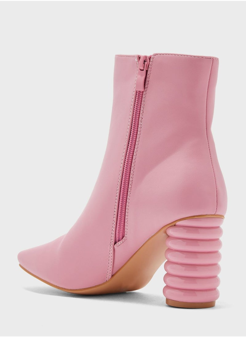 Ginger - Square Toe Boot With Interest Heel - Image 1