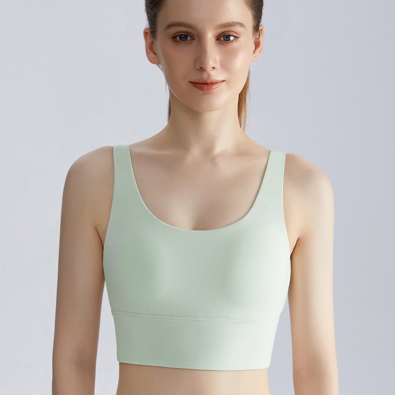 Generic LAHN Beauty Back Sports Underwear Womens One-piece Cup No Steel Ring Anti-vibration and Anti-sagging Wide Shoulder Strap Fitness Sports Vest WX-437 Fog Island
