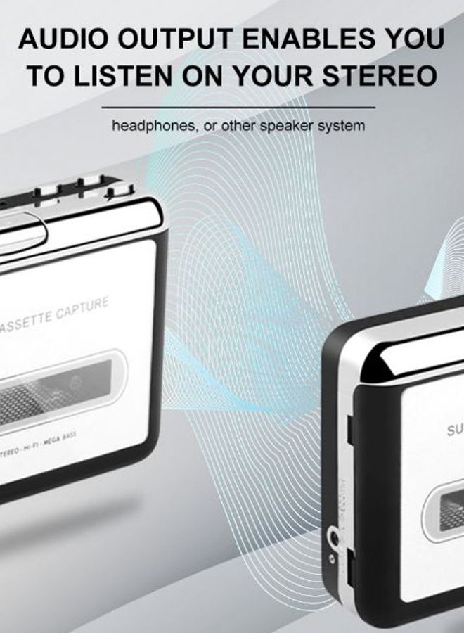 مشغل صوت من كاسيت USB إلى محول MP3 ZC432600 أسود/فضي - Image 2