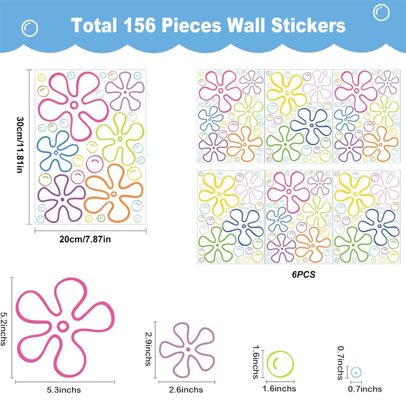 Vozekrod 156PCS Under The Sea Wall Decals â€“ Colorful Bubble & Flower Stickers for Kids Room, Bathroom, Windows, Laptop, Birthday Party Decor â€“ 6 Sheets 30x20cm, Static Cling, Removable, Ocean Theme - Image 2