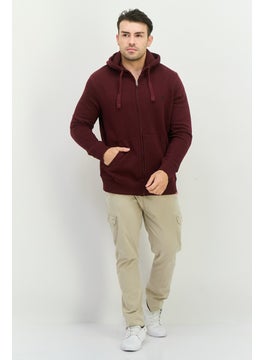 French Connection Men Brand Logo Long Sleeves Hooded Sweatshirt, Maroon  - Image 4