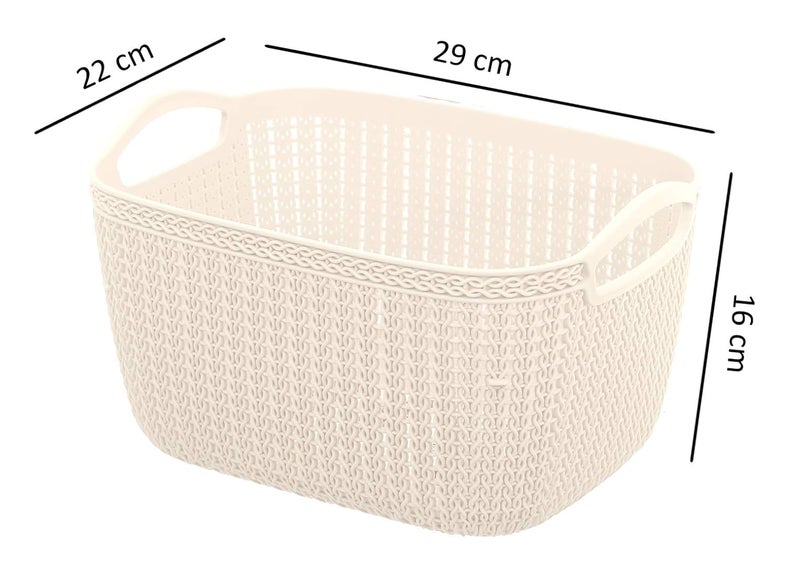 Kuber Industries Plastic Multipurpose Large Size Flexible Storage Baskets/Fruit Vegetable Bathroom Stationary Home Basket with Handles (Cream) -CTKTC42900 - Image 5