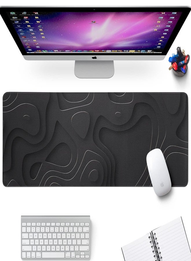 Llzdeuan Large Anime Gaming Mouse Pad Black Solid Geometry Desk Pad Computer Keyboard Mat Non-Slip Rubber Base Office Decor Waterproof Mouse Mat - Image 3