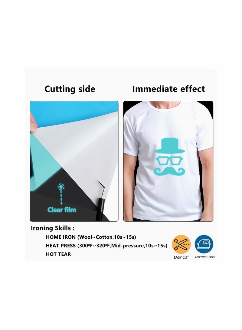 Heat Transfer HTV Vinyl Roll Glow in The Dark White to Blue Iron on DIY for T Shirt Decoration Craft Material Garment Film Iron On PU Stretch Vinyl for Silhouette Easy to Cut Elastic Vinyl - Image 5