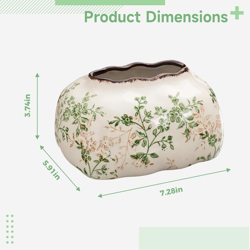 Floral Ceramic Tissue Box, Decorative Cover with Refined Design, Smooth Wide Opening, Multi-Color Tissue Holder, for Home Office - Image 3