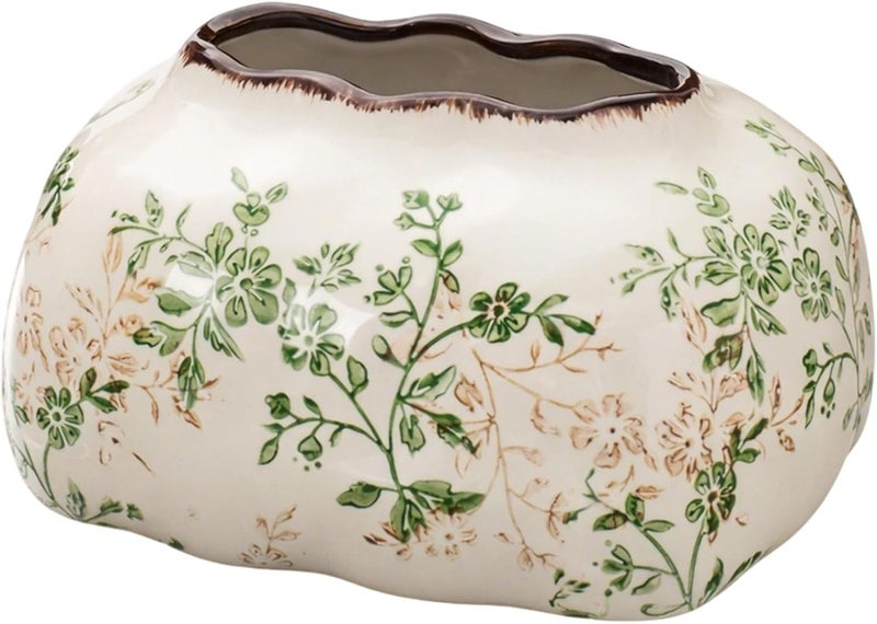 Floral Ceramic Tissue Box, Decorative Cover with Refined Design, Smooth Wide Opening, Multi-Color Tissue Holder, for Home Office - Image 1