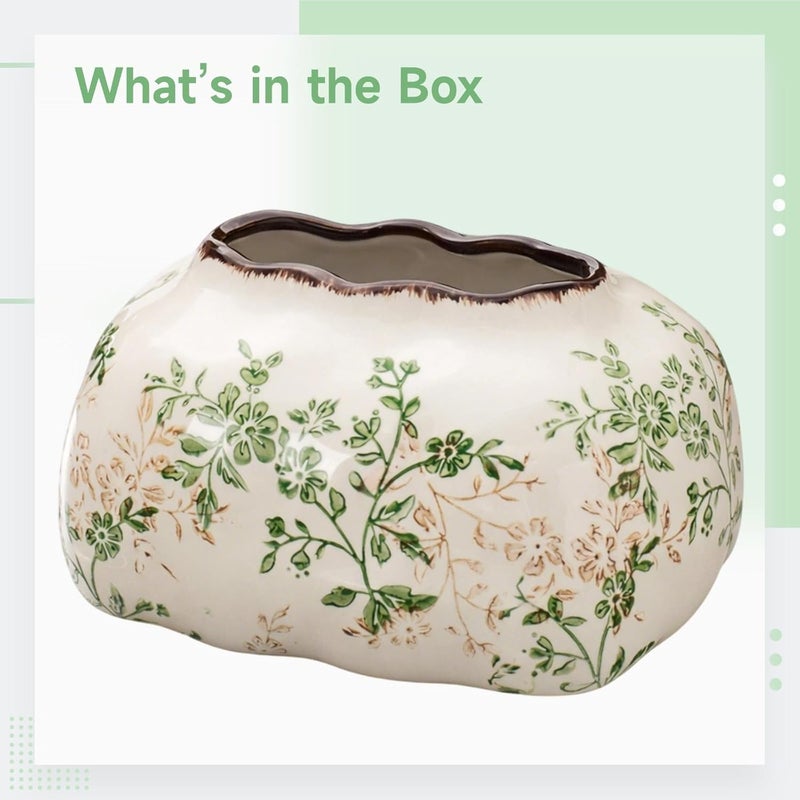 Floral Ceramic Tissue Box, Decorative Cover with Refined Design, Smooth Wide Opening, Multi-Color Tissue Holder, for Home Office - Image 4