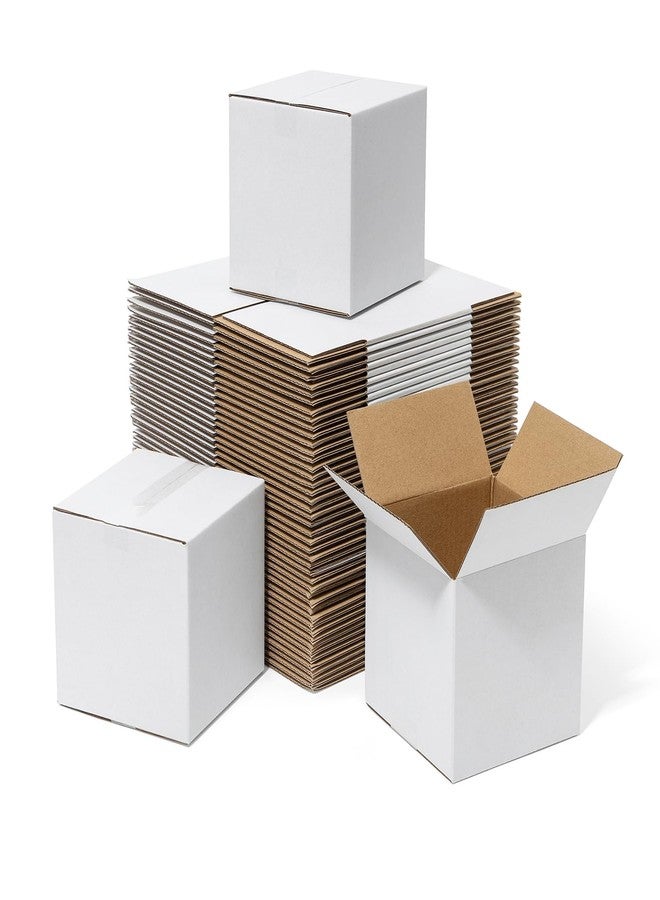 Mefleet 4x4x4" Shipping Boxes 50 Pack Small Corrugated Cardboard Box White - Image 1