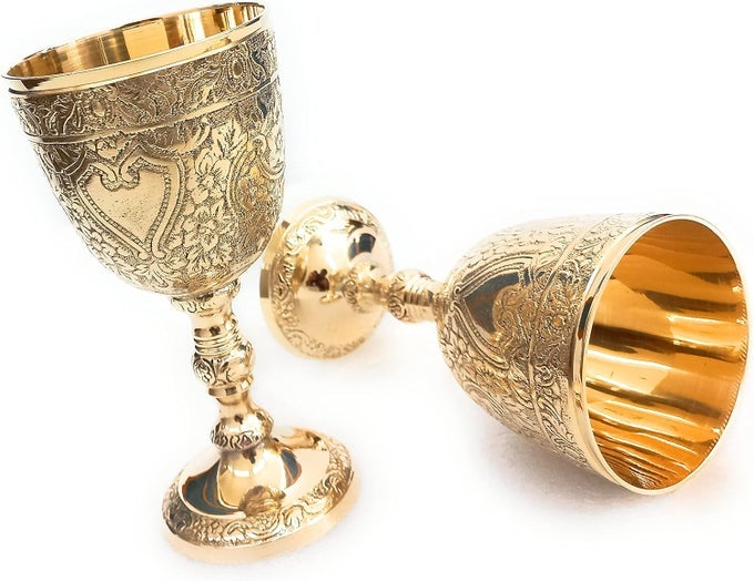 VINTAGE CHALICE MEDIEVAL GOBLET 1X SOLID BRASS 6 ROYAL WINE GLASS CUPS 7OZ RENAISSANCE GIFTS WEDDING ANNIVERSARY NOVELTY CEREMONIAL DRINKWARE PACK OF 1PC ROMAN CHALICE