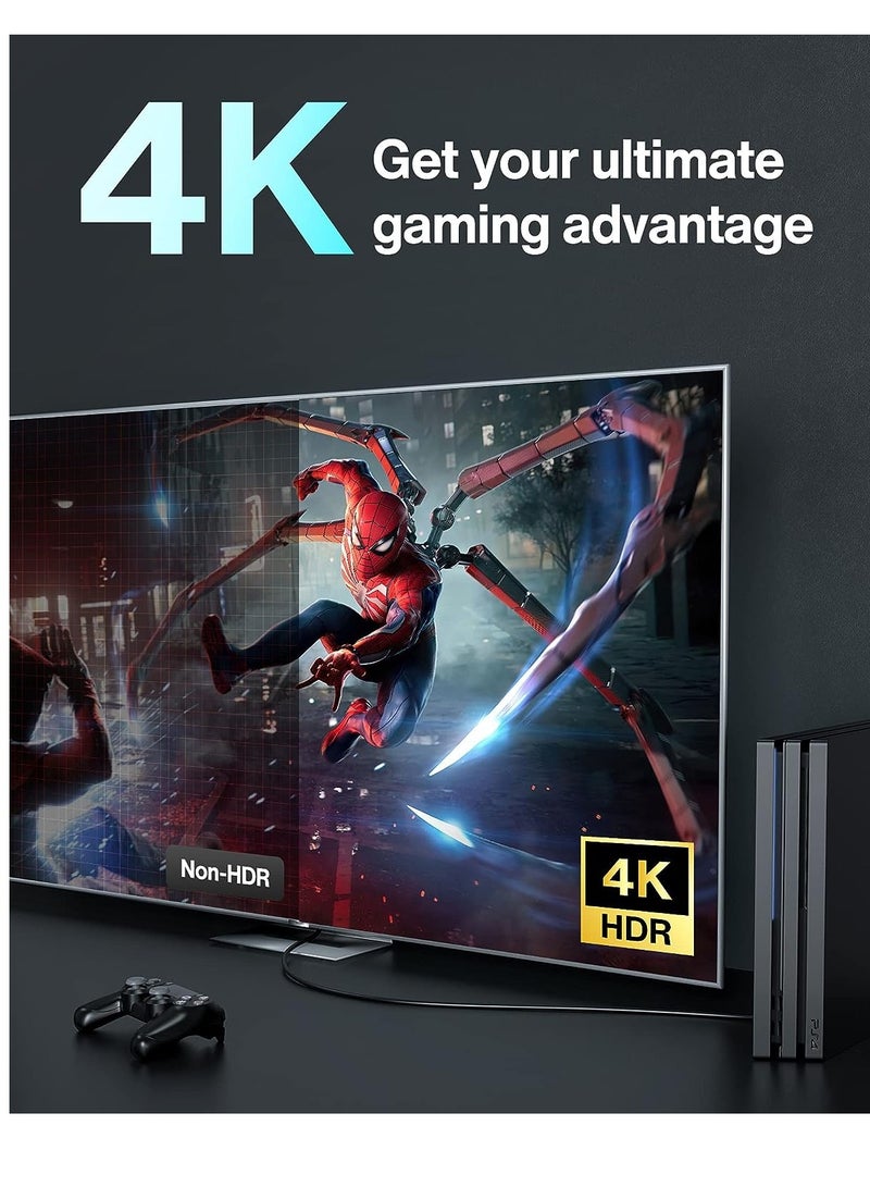 HP 4K HDMI Cable 1.5 Meter  , 18Gbps High Speed HDMI 2.0 Cable, Supports 4K@60Hz, 2K, 1080p, HDCP 2.2, ARC, 32AWG, 3D, HDMI Cord for MacBook Pro 2021, Gaming Monitor, PS4-3, PC, Fire TV ( DHC-HD01-1.5M ) - Image 2